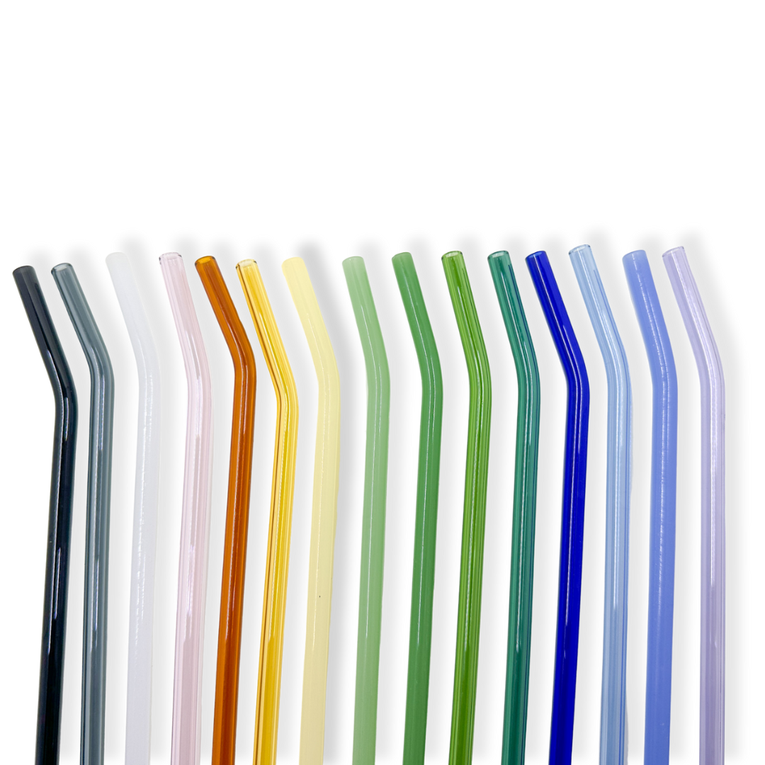 8" Tinted Bent Glass Straw