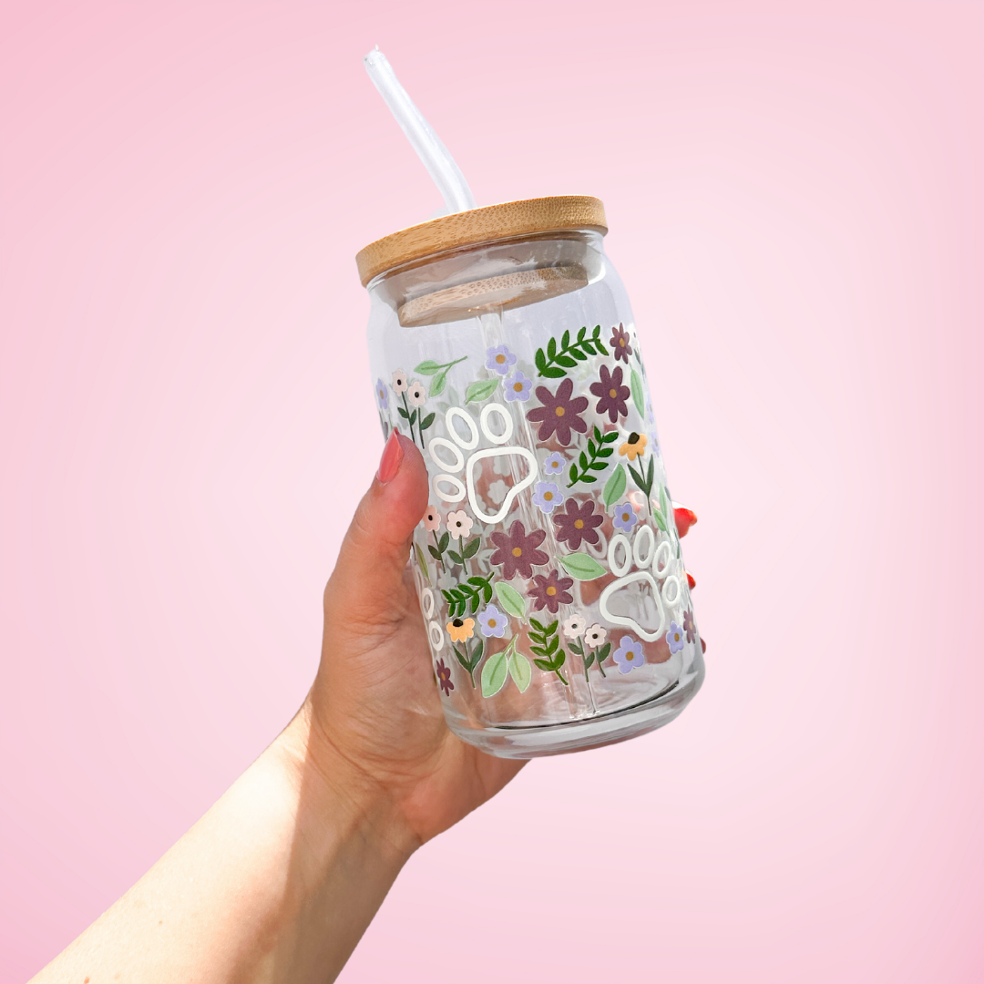 Petals and Paws | Glass Tumbler