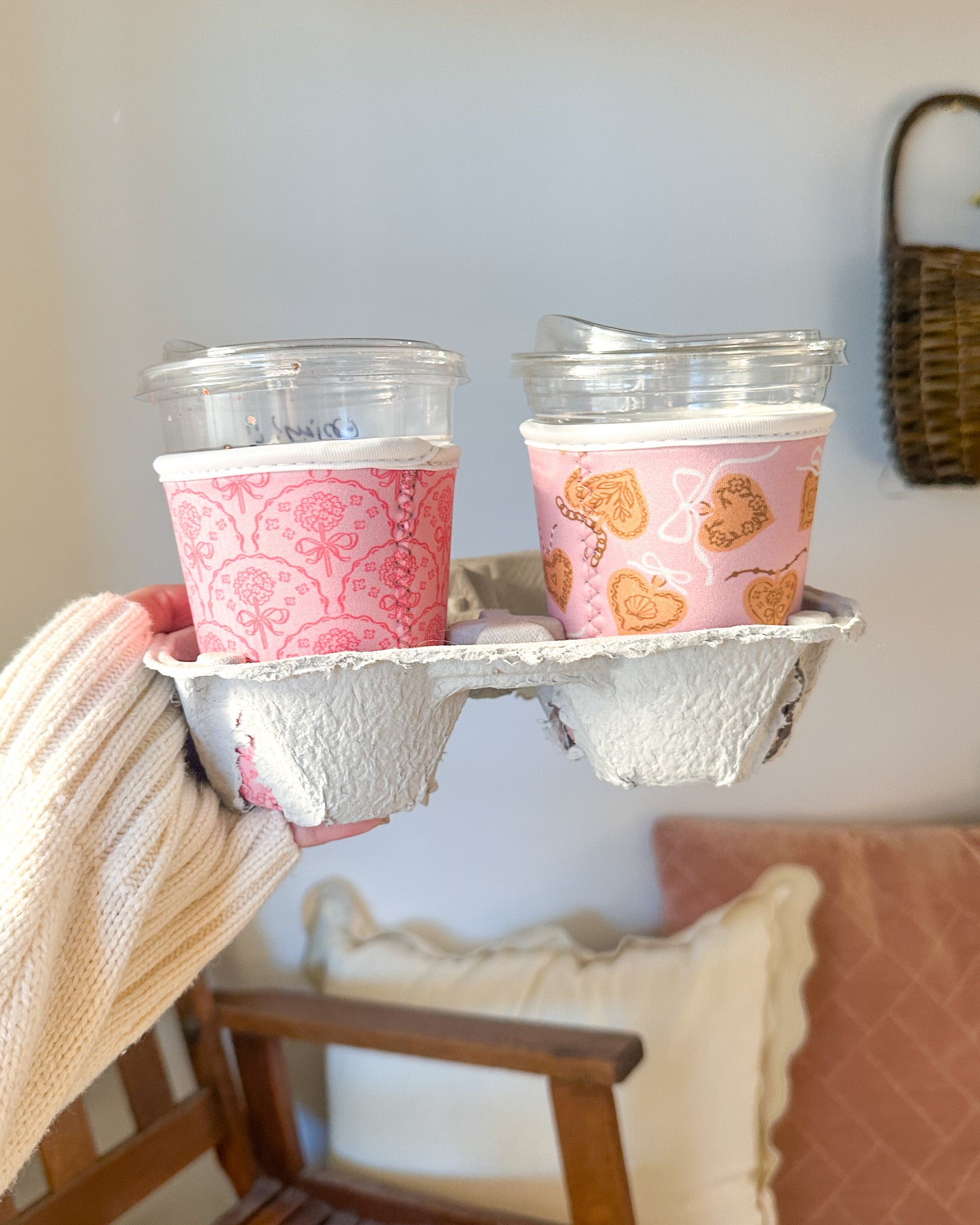 Pink Hydrangeas | Reusable Coffee Sleeve