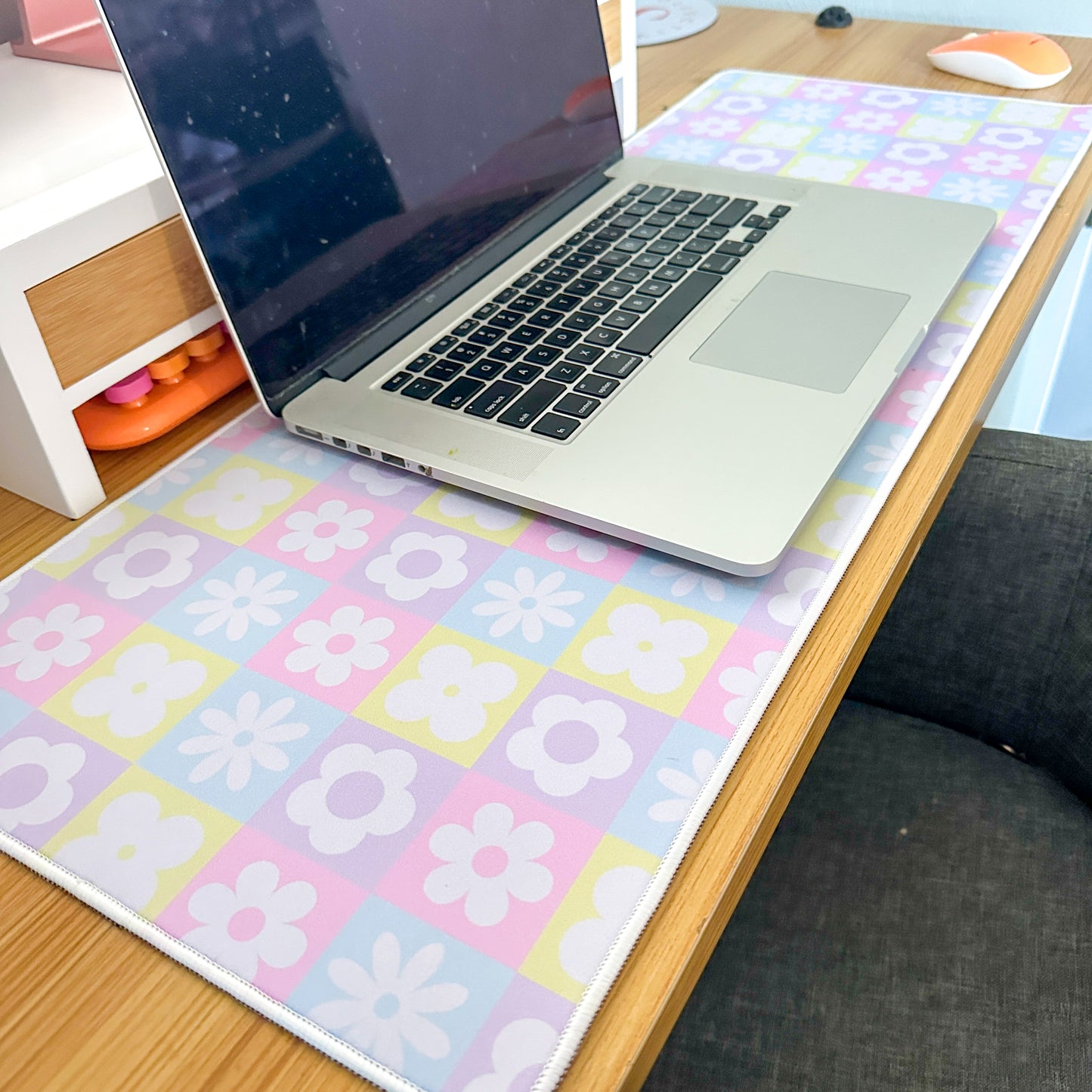 Checkered Floral Desk Mat