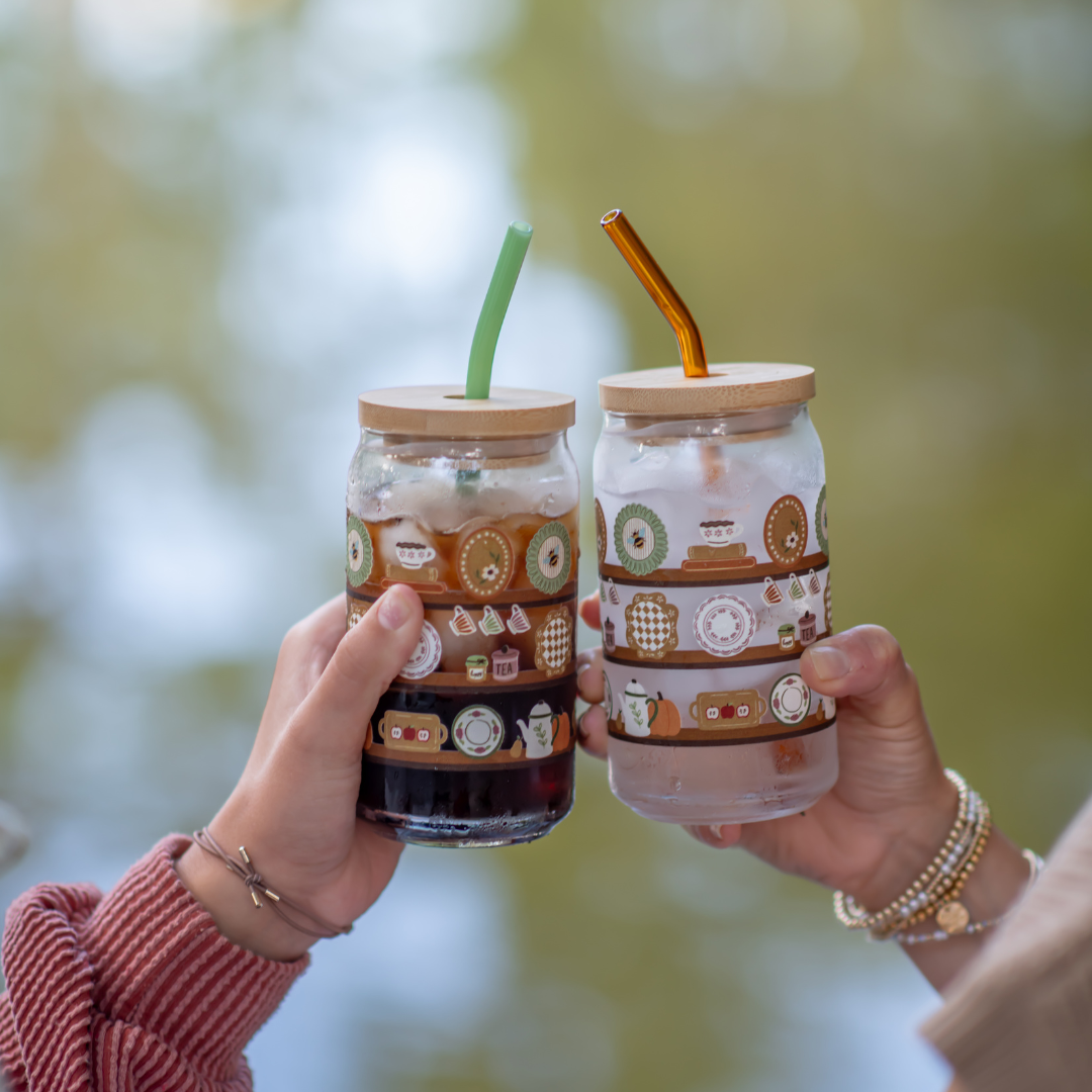 Fall Glassware | Hand-Drawn Autumn Tumblers & Cozy Drinkware