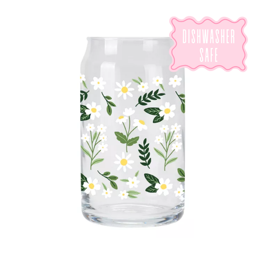 The Classic (daisy) | Clear Glass Can