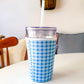 Blue Gingham | Reusable Coffee Sleeve