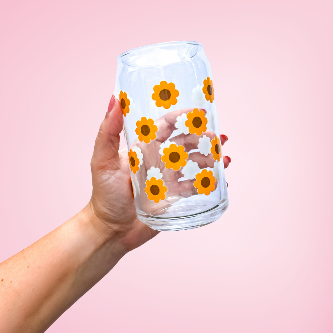 Sunflower | Clear Glass Can