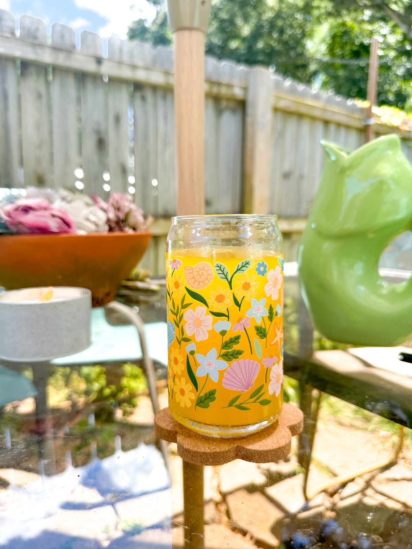 Petals and Shells | Clear Glass Can