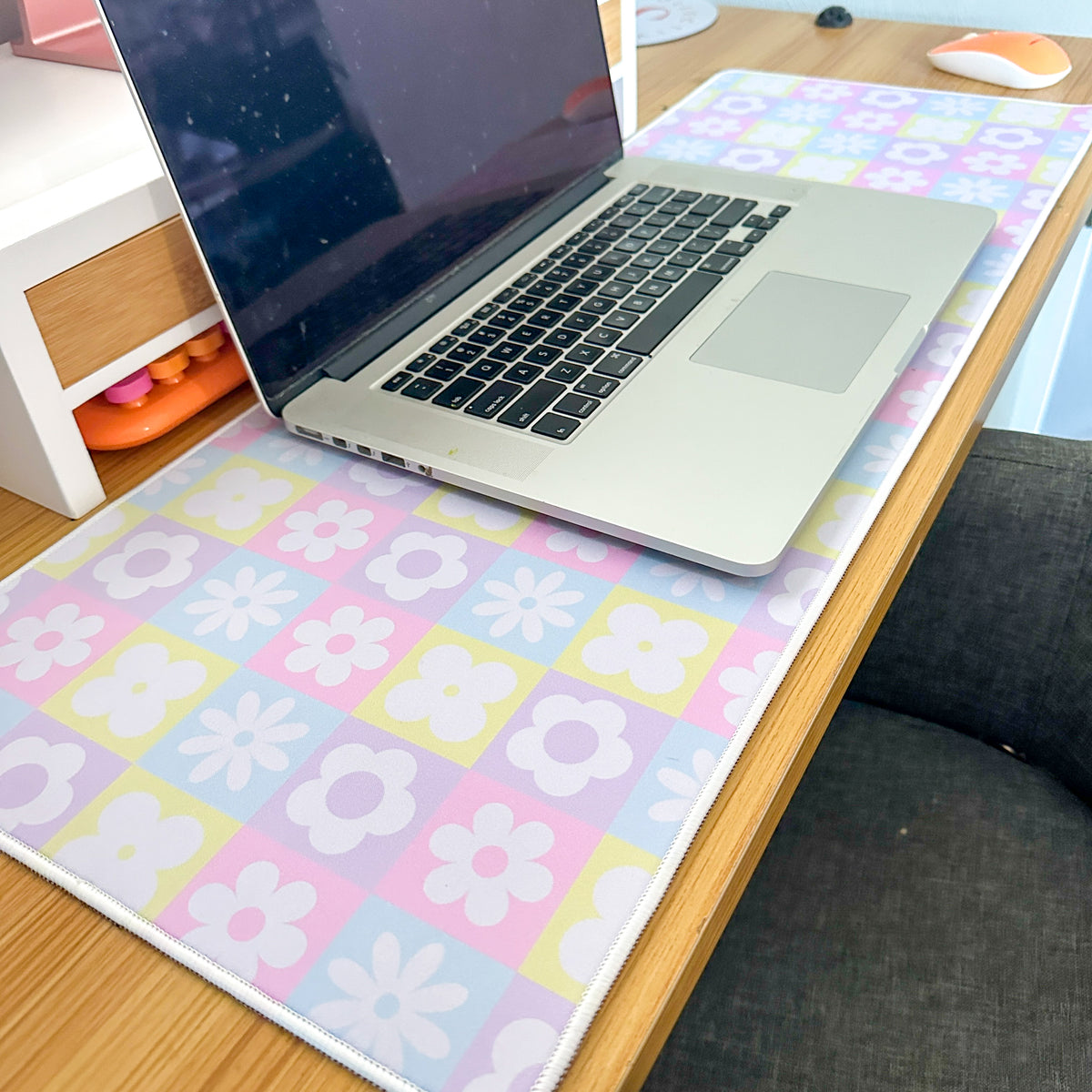 Checkered Floral Desk Mat