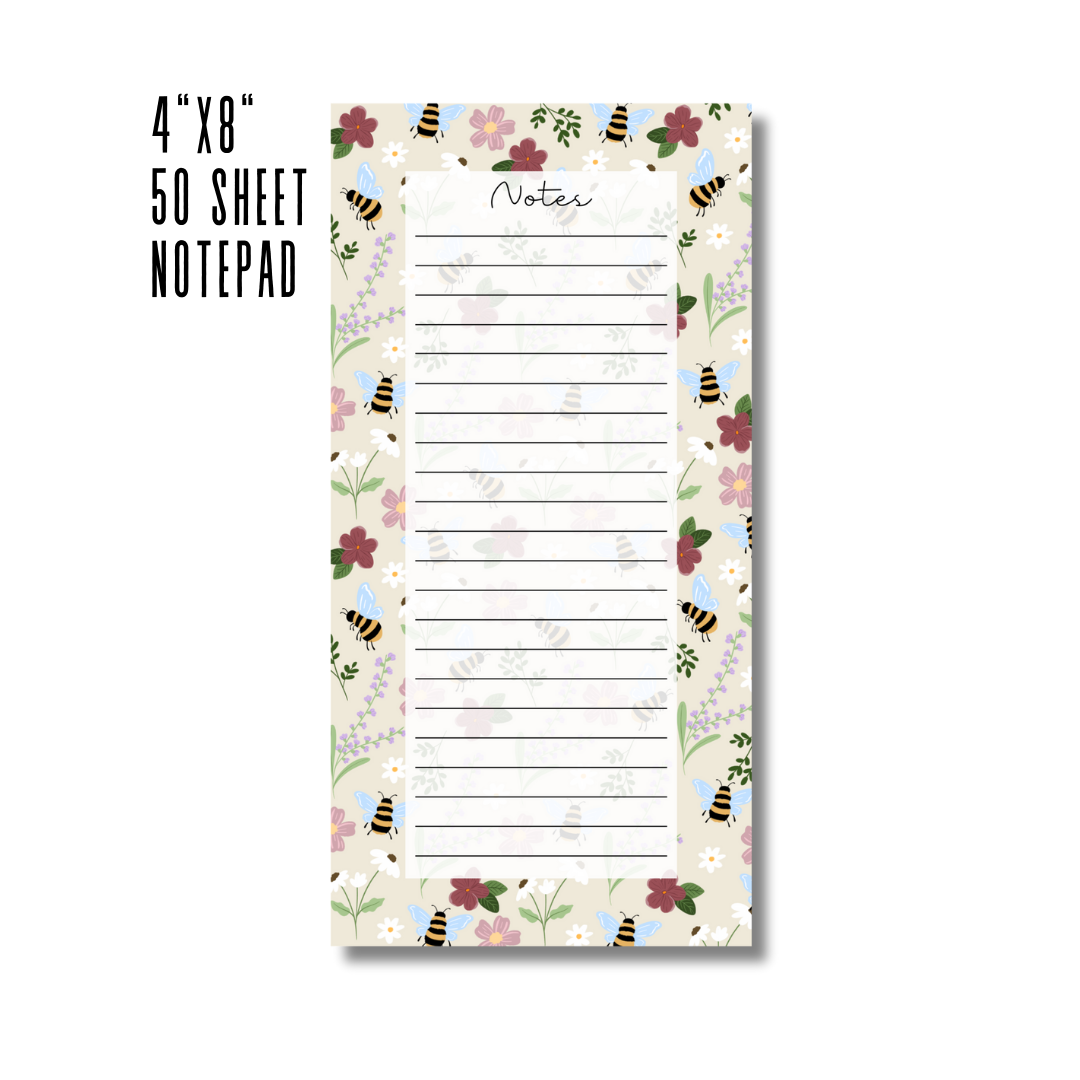 Bees Notepad | 4”x8” 50 Sheets – Oak Shore Collective