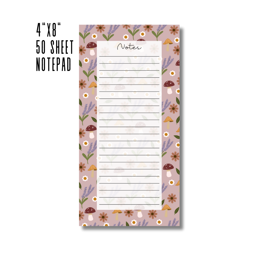 50 Sheets Notepad Mushrooms Notepad | 4”x8” 50 Sheets – Oak Shore Collective