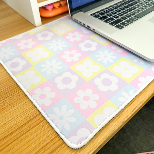 Checkered Floral Desk Mat