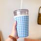Blue Gingham | Reusable Coffee Sleeve