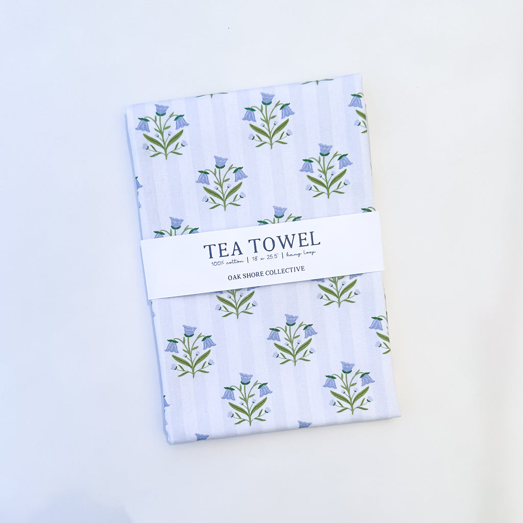 Bellflowers and Stripes | Tea Towel