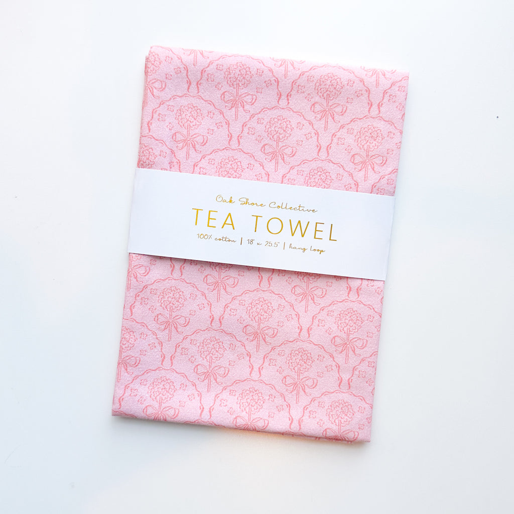 Pink Scallop Hydrangeas | Tea Towel