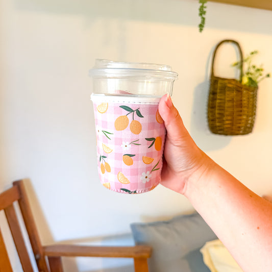 Lemon Gingham | Reusable Coffee Sleeve