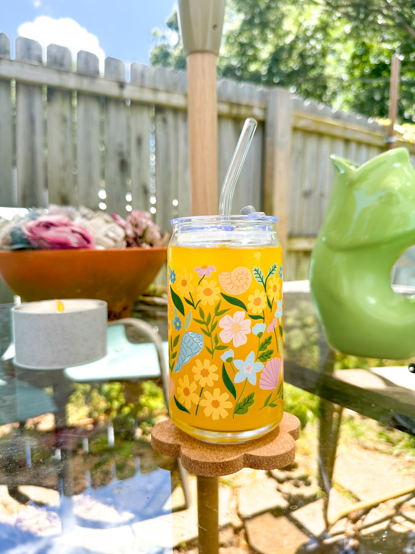 Petals and Shells | Clear Glass Can