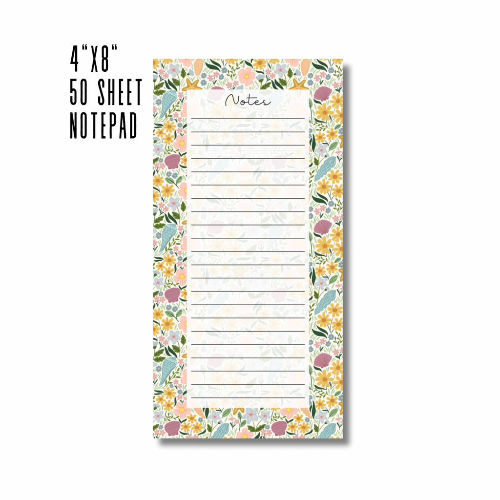 Petals and Shells Notepad | 4”x8” 50 Sheets