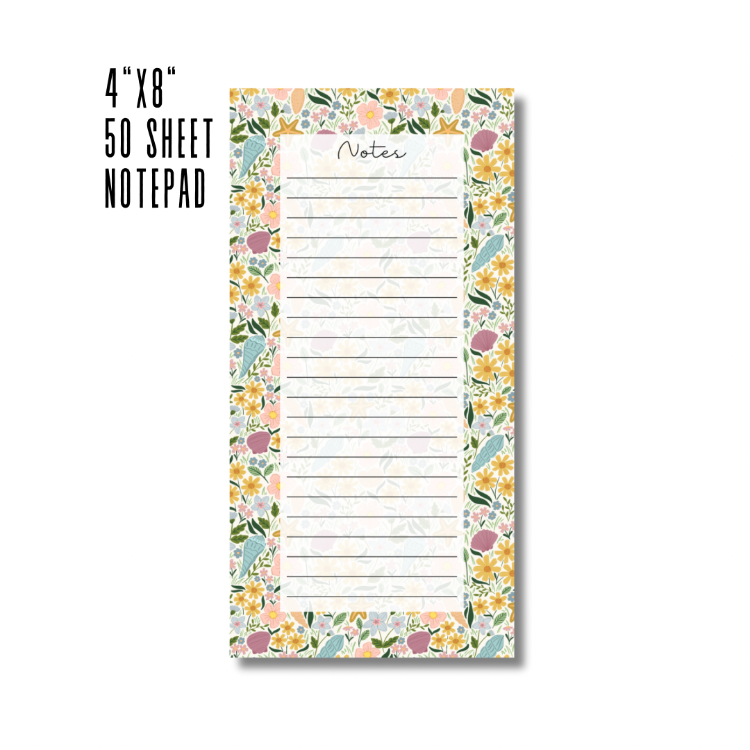 Petals and Shells Notepad | 4”x8” 50 Sheets