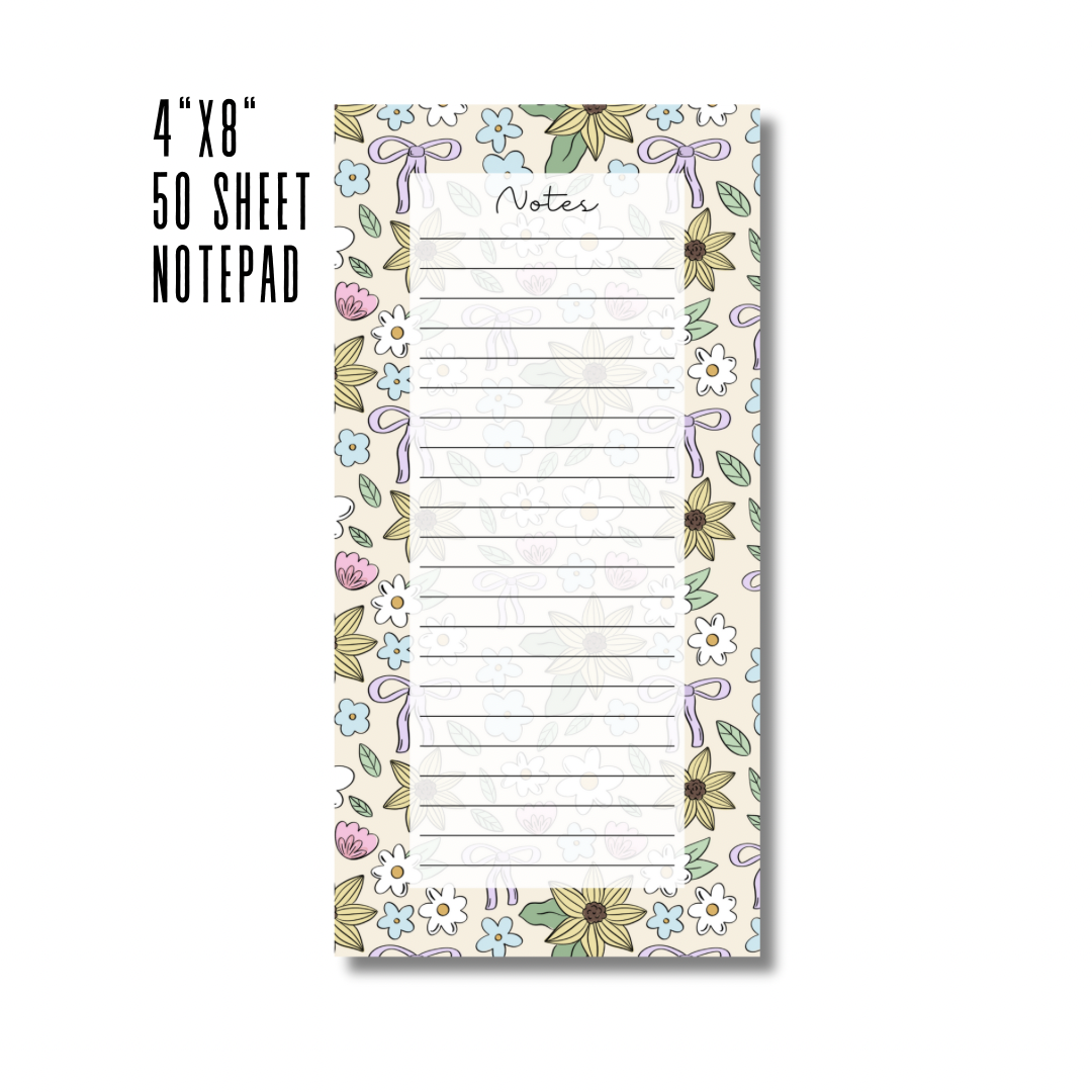 50 Sheets Notepad Bows Notepad | 4”x8” 50 Sheets – Oak Shore Collective