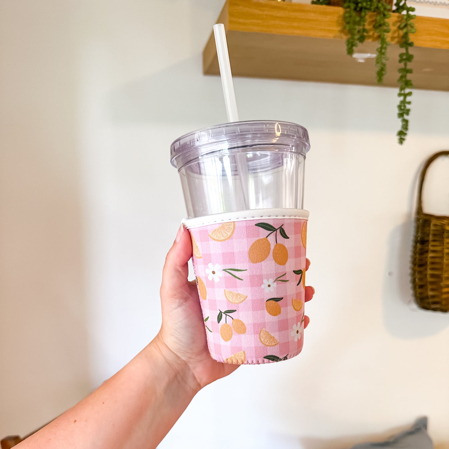 Lemon Gingham | Reusable Coffee Sleeve