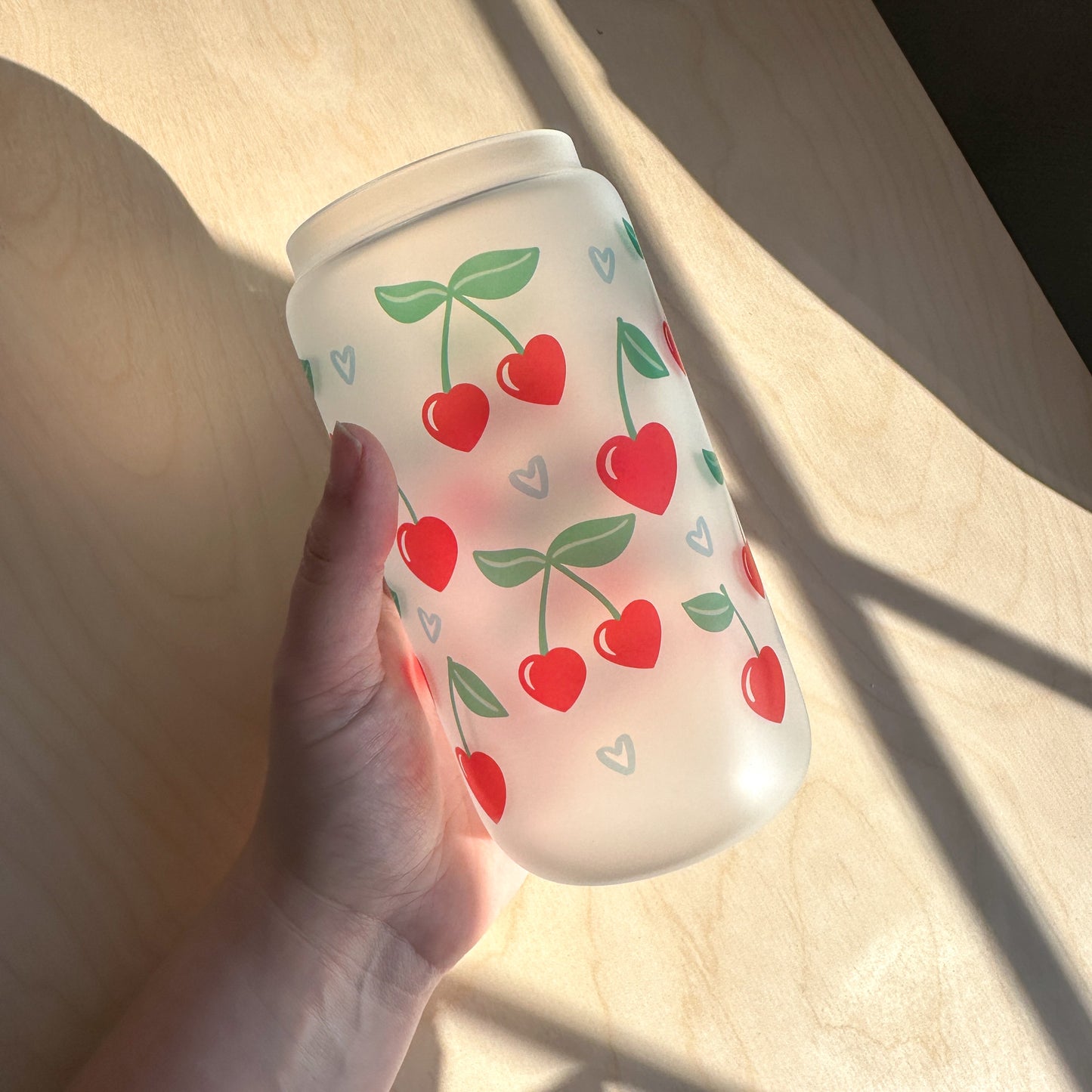 Lovely Cherries | Frosted Glass Can