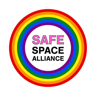Rainbow circle with 'SAFE SPACE ALLIANCE' text on a white background