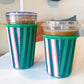 Green Holiday Stripes | Reusable Coffee Sleeve