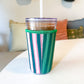 Green Holiday Stripes | Reusable Coffee Sleeve