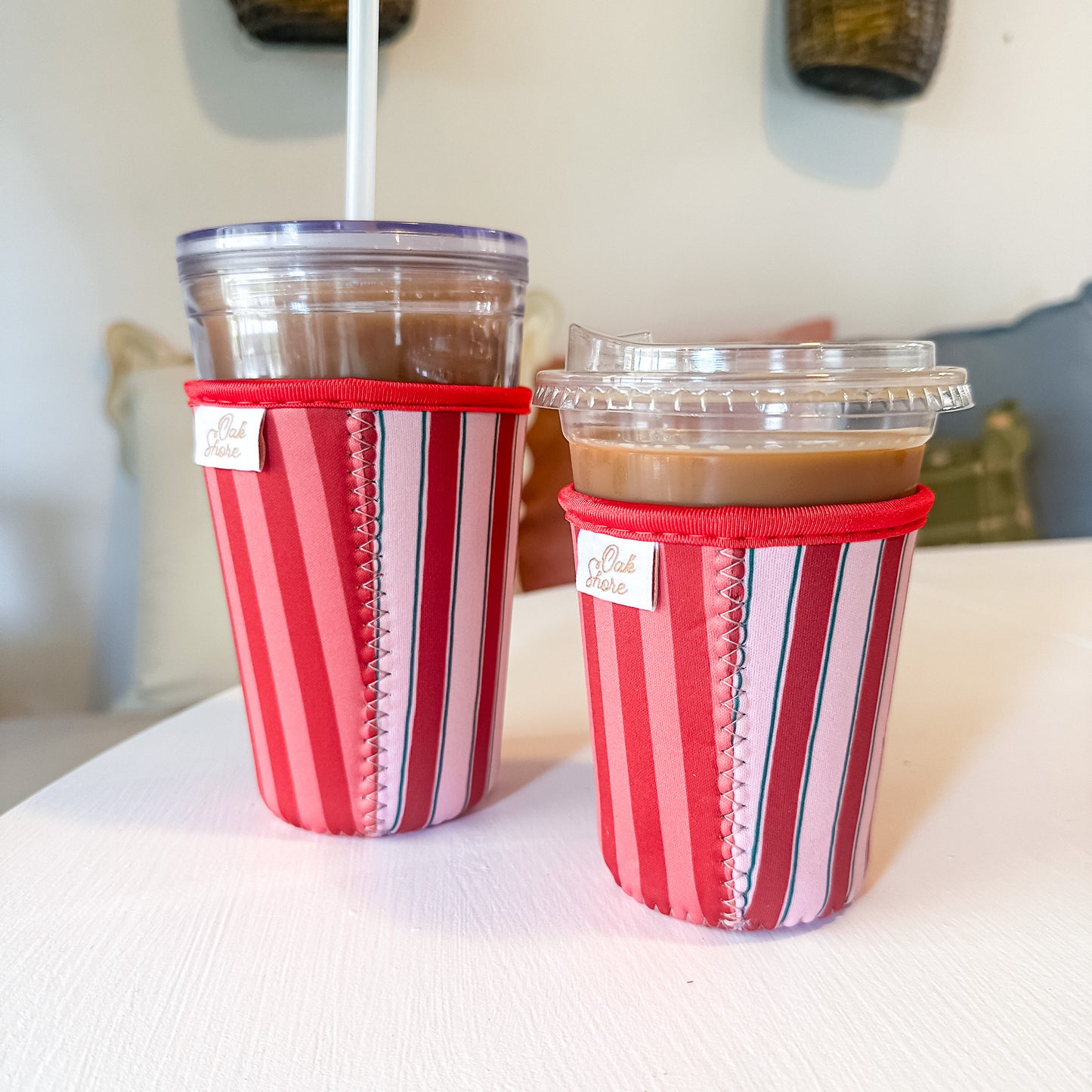Red Holiday Stripes | Reusable Coffee Sleeve