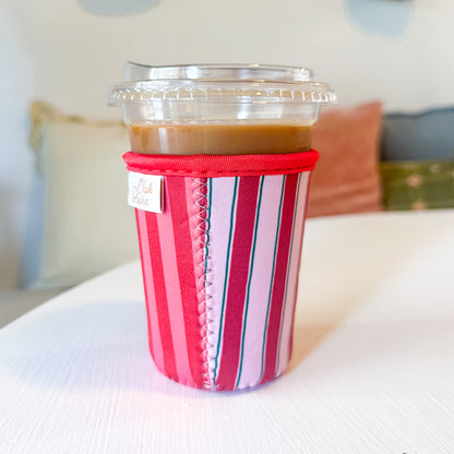 Red Holiday Stripes | Reusable Coffee Sleeve