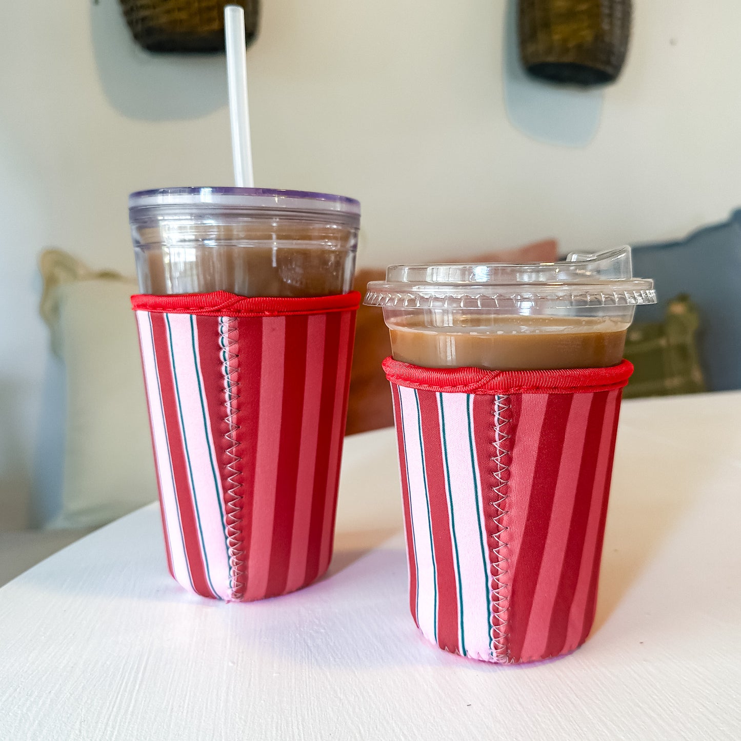 Red Holiday Stripes | Reusable Coffee Sleeve